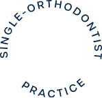 Circle shaped text saying single orthodontist practice